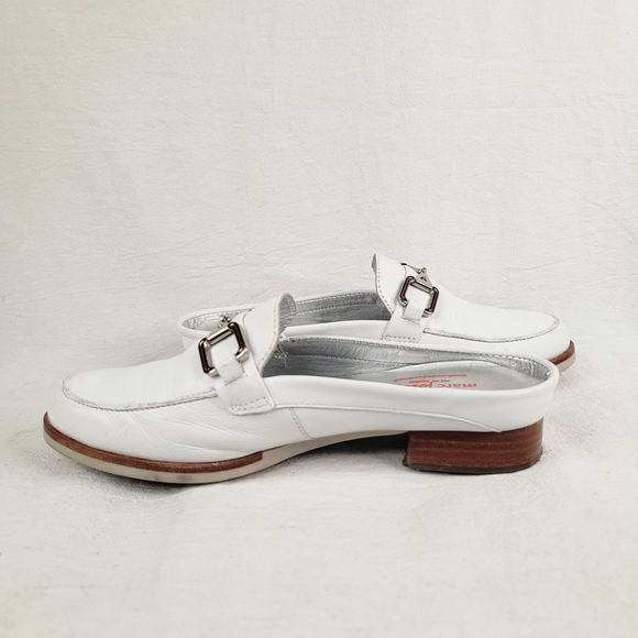 Marc Joseph New York Park Ave Mule White Leather Loafer Slide Silver Bit Size 6 - Picture 4 of 14